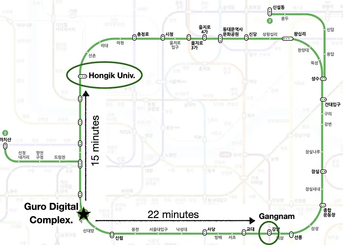Seoul, Goody Station 8 Minutes Walk, Airport Bus 5 Minutes Walk, Subway Line 2, Transportation Convenience, Location, Guro Digital Complex Hana Villa Seoul